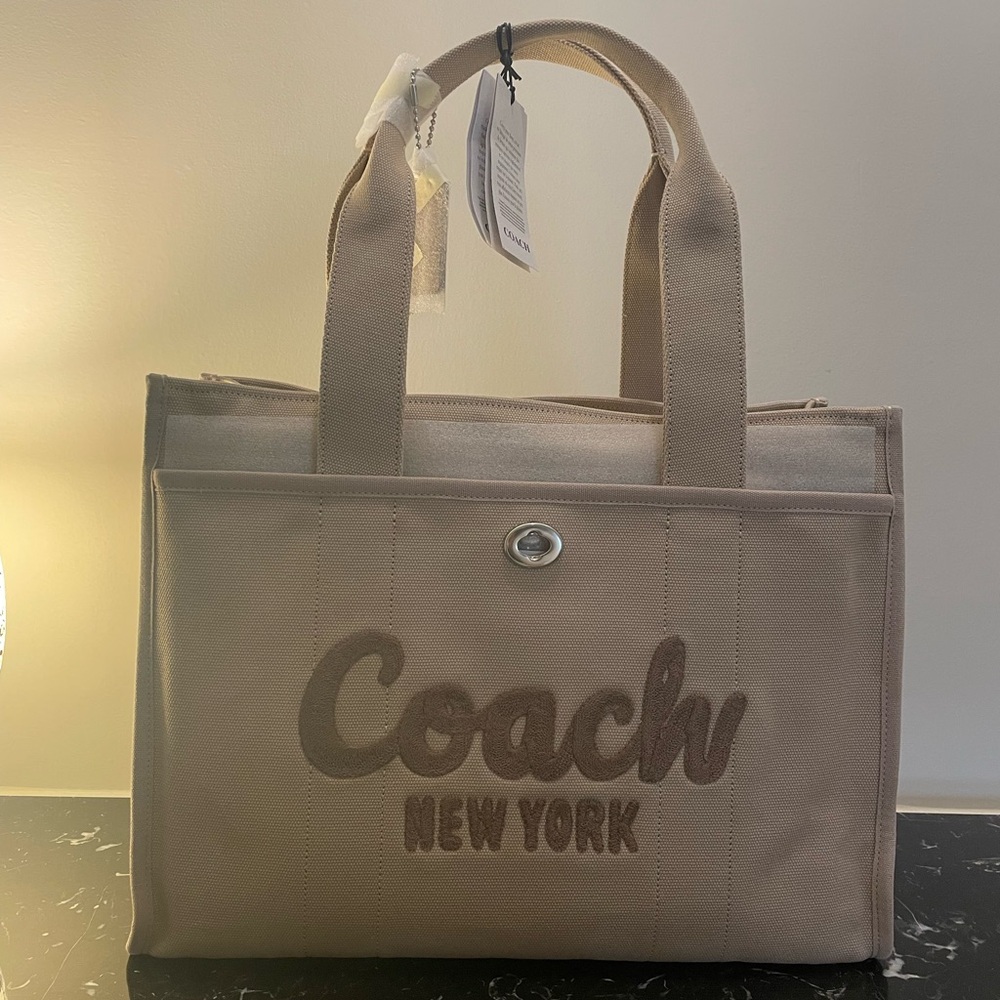 NWT Coach Tote 42 in Tan & Dark Brown Canvas CP163